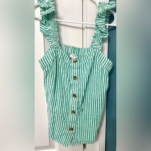 J. Crew Green and White Striped Camisole